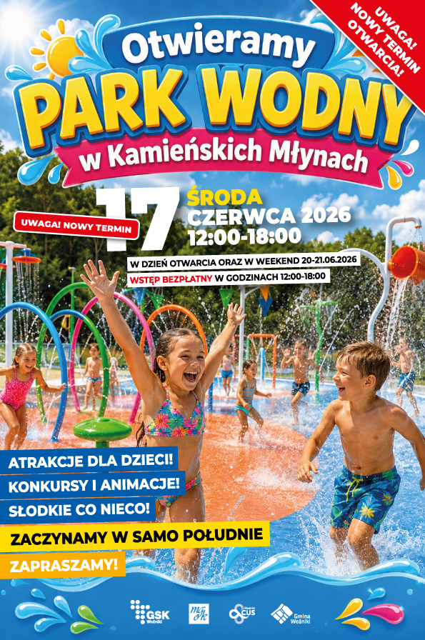 Plakat otwarcia Parku Wodnego