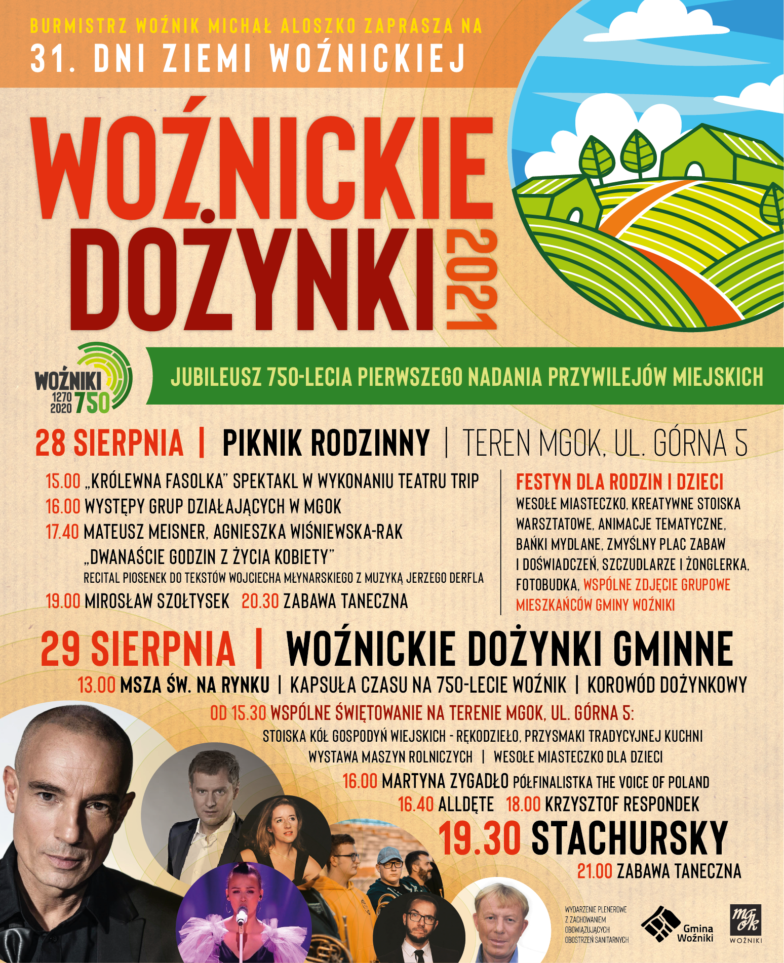 plakat z rozpiską godzinową zapaszjący na dożynki