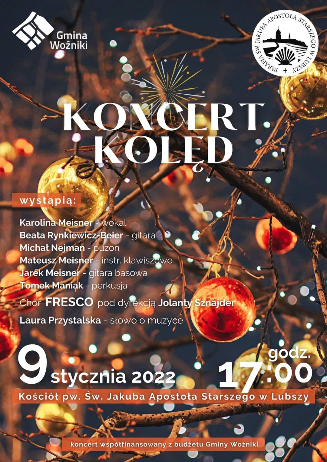 plakat zapowiadający koncert kolęd w&nbsp;Lubszy