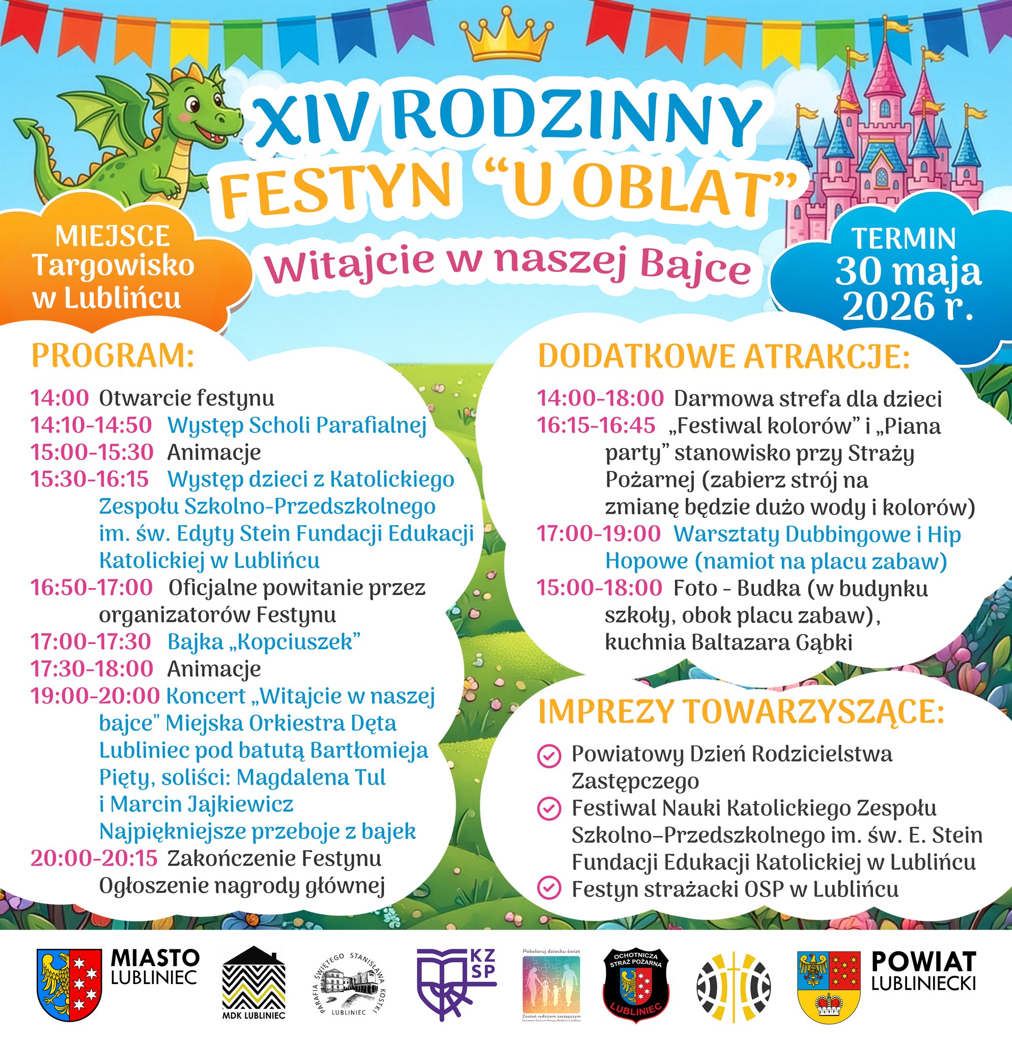 zaporszenie na&nbsp;rodzinny festyn plakat z&nbsp;programem 
