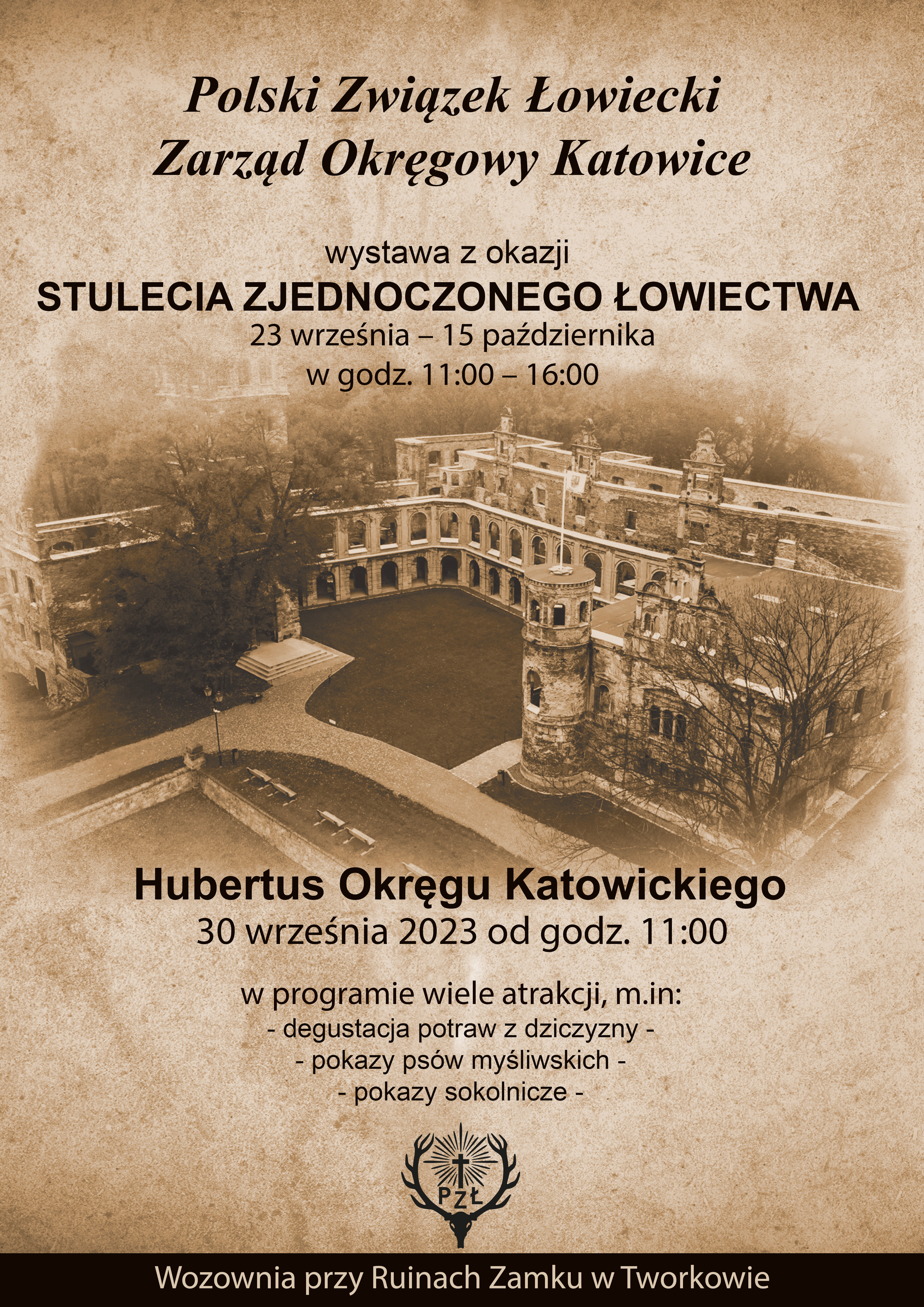 plakat obchod&oacute;w stulecia polskiego związku łowieckiego w&nbsp;tworkowie