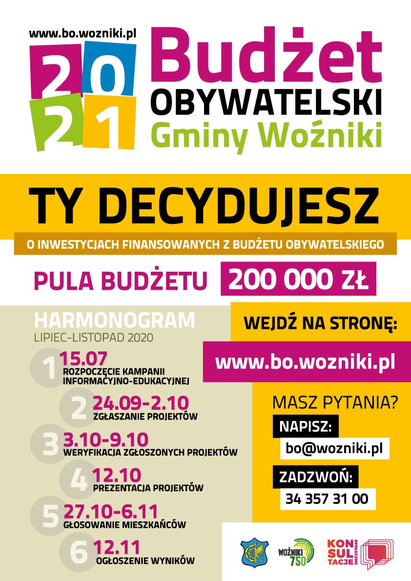terminarz budżetu obywatelskiego gminy Woźniki