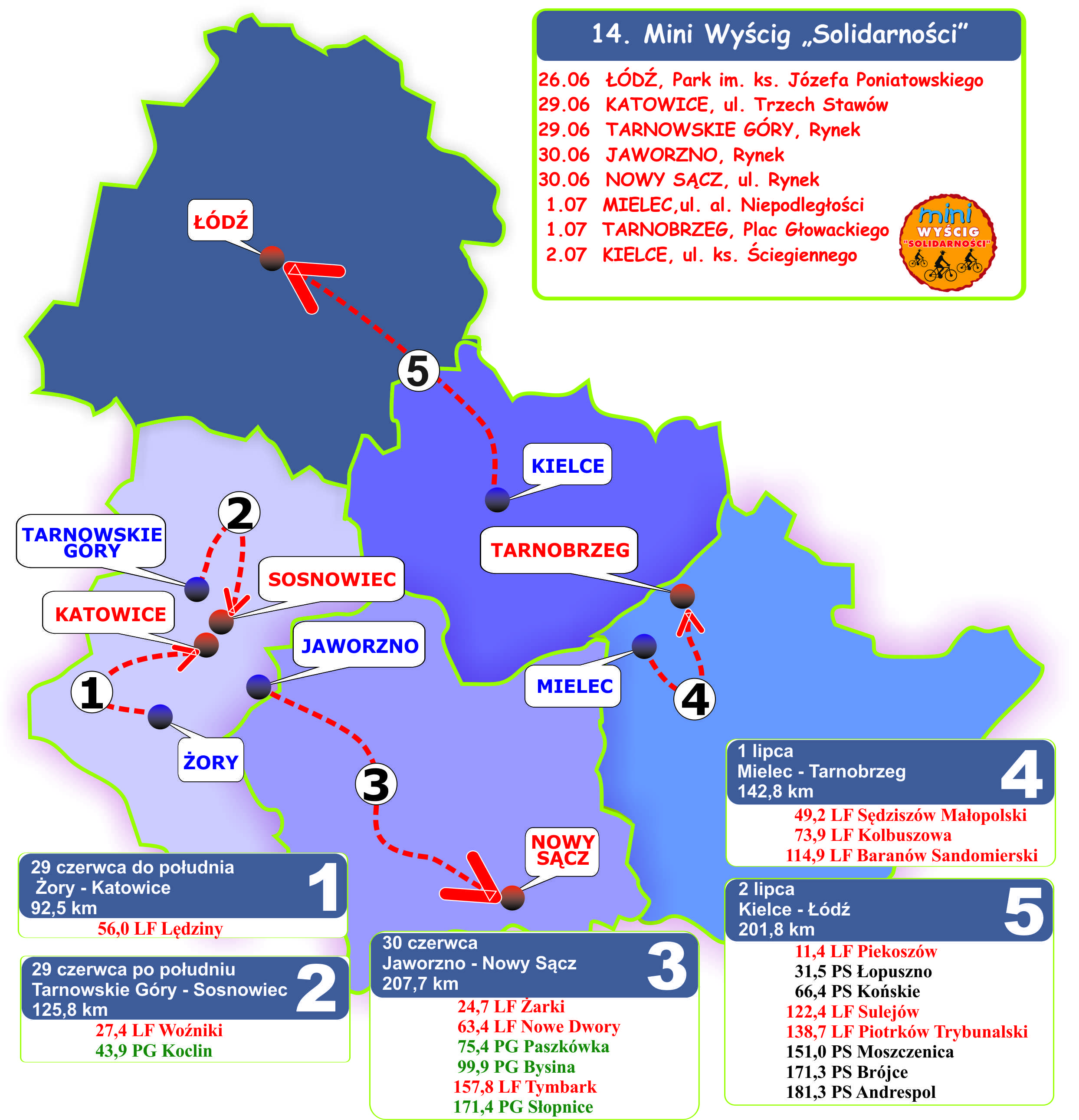 mapa wyścigu kolarskiego