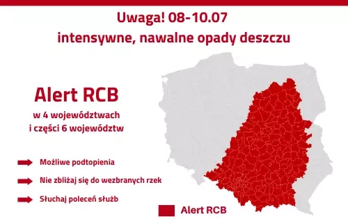Zdjęcie do Alert RCB - intensywne opady deszczu