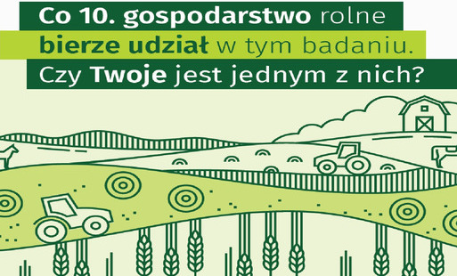 informacja o badaniu w tle malowniczy krajobraz i maszyny rolne 