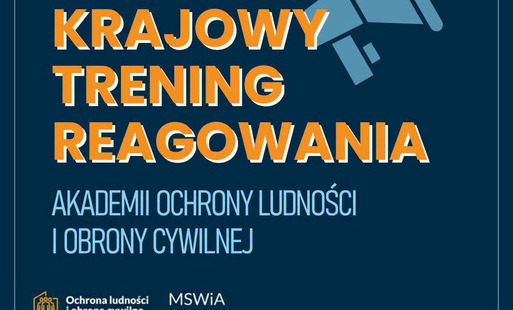 krajowy trening reagowania napis na granatowej planszy